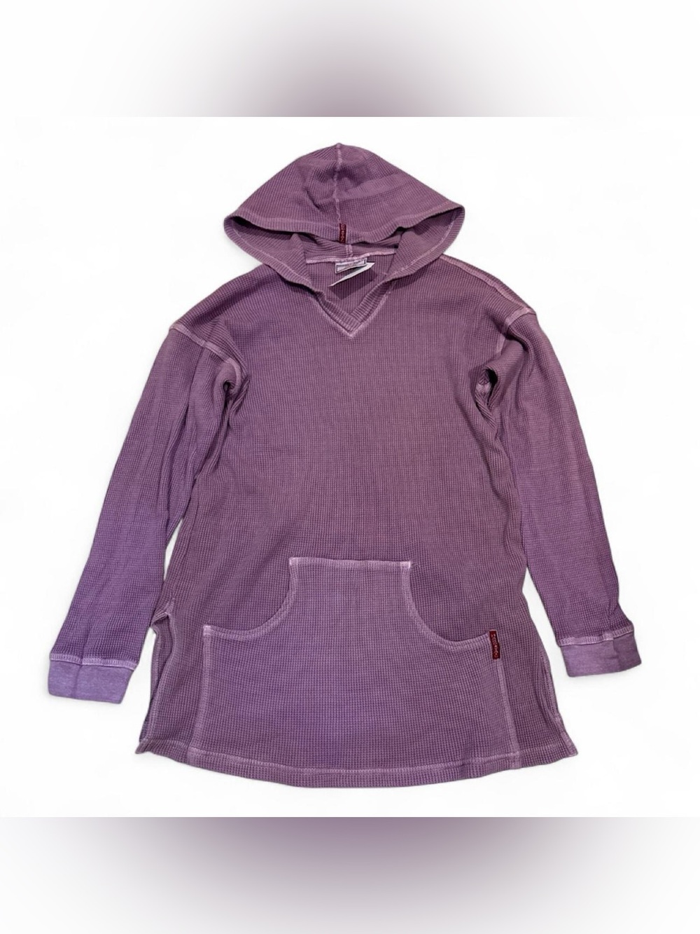 NEW 90’s vintage deadstock Hard Tail waffle knit tunic hoodie in washed purple